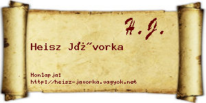 Heisz Jávorka névjegykártya